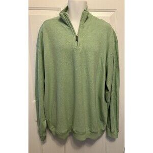 Men’s Oxford Golf 1/4 Zip Mock Neck Sweater Size XL Cotton Mint Green